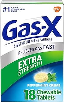 Gas-X Extra Strength Chewable Gas Relief Tablets with Simethicone 125 mg, Peppermint Creme - 18 Count
