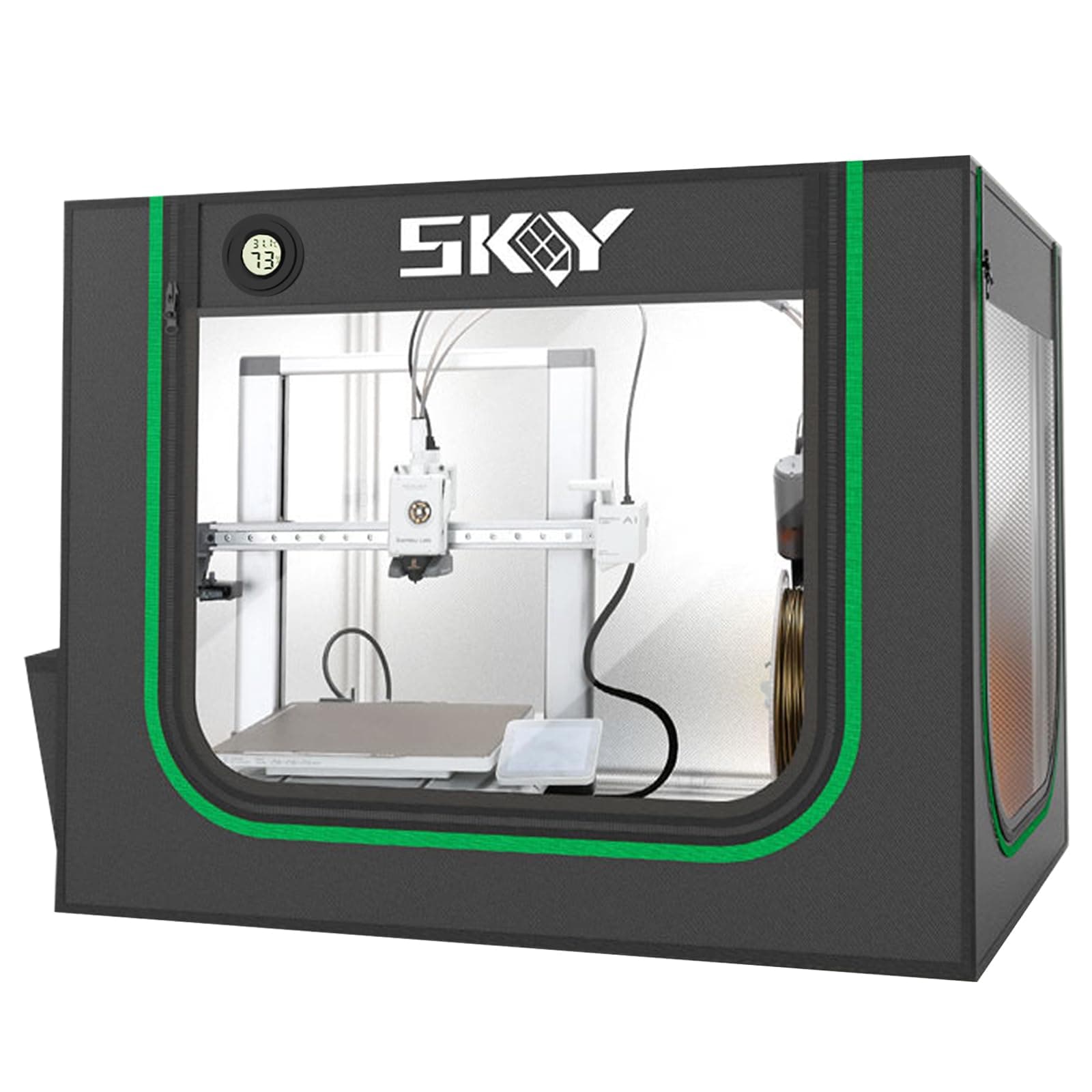 3D Printer Enclosure for Bambu Lab A1,A1 Mini with LED Light,Thermo-Hygrometer, Fireproof Dustproof Tent Constant Temperature Protective Cover,850 * 580 * 580mm