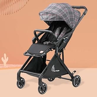 Street Smart Aero Light Weight New Born Baby Stroller| Aluminum Frame Pram with One Hand Collapsible Fold | Air Travel Friendly Stroller for 0 to 3 Years for Babies (Grey Stripes)