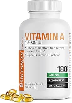 Bronson Vitamin A 10,000 IU Premium Non-GMO Formula Supports Healthy Vision & Immune System and Healthy Growth & Reproduction, 180 Softgels