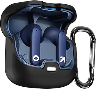 Sounce Earphone Case Cover Compatible for Boult Audio Z40, Soft Silicone Skin Case Cover Shock-Absorbing Protective Case with Keychain [Front LED Visible] (Black)