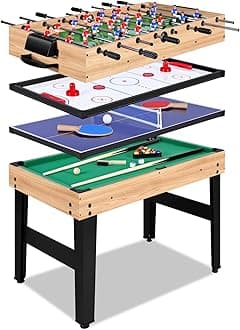 12-in-1 Game Table for Home - Foosball Table, Air Hockey Table, Pool Table & More! - Ideal for Game Rooms and Family Game Nights!