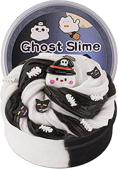 Okaybee Ghost Black & White Butter Slime, Slime for Kids, Slime Party Favors, Birthday Gift, Hallowmas Gift, Slime Toy for Girls and Boys Aged 8-12 Years
