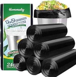 1.2 Gallon 240 pcs Small Black Trash Bags, Strong Garbage Bags, Bathroom Trash Can Bin Liners Unscented, Mini Plastic Bags for Office, Waste Basket Liner, Fit 4.5,5,6 Liters, 0.5,0.8,1,1.2 Gal