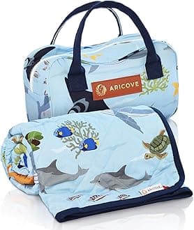 Weighted Blanket Kids, 7 lb, 40x60 inches, Small Twin Size, Soft Cotton, Machine Washable, Blue/Ocean Animals