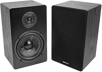 Rockville Pair RockShelf 68B V2 400W Black 6.5" Home Bookshelf Speakers, 8 Ohm, Kevlar Woofers, Silk Dome Tweeters, Wall-Mountable, for Home Theater and Stereo Systems
