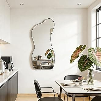 POZINO Irregular Frameless Mirror, 47.2"x22" Asymmetrical Aesthetic Wall Mirror, Modern Abstract Mirrors, Odd Shaped Mirrors for Living Room Bedroom Entryway Hallway, Horizontal or Vertical Hanging