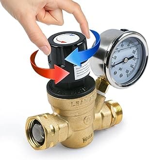 U.S. Solid Water Regulator Valve- 3/4" NH Thread NO Lead Brass Hand Adjustable RV Pressure Regulator with Pressure Gauge and Water Filter