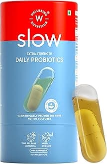 Wellbeing Nutrition Daily Probiotics Gut Health Supplement, 60 Billion CFU, 15+ Clinically Proven Strains in Flaxseed Oil | For Bloating, Gas, Indigestion, IBS, IBD, Gut Health, 60 Veg Capsules