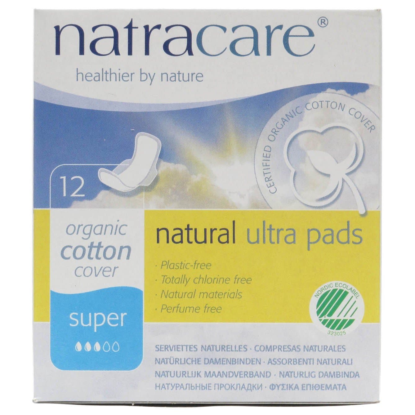 Slim Fitting Ultra Pads with Wings, Super, Made with Certified Organic Cotton, Ecologically Certified Cellulose Pulp and Plant Starch (1 Pack, 12 Pads Total)