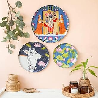 RITUALISTIC Pichwai Wall Plates & Paintings | Perfect Home Decor and Wall Decor Items for Your Hall and Living Room | Set of 3 | Gift items
