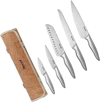 hecef Kitchen Knife Set with Roll Bag, German High Carbon Stainless Steel Blades – Sharp Chef Knives with Sheaths, Ergonomic Handles, Ideal for Home or Professional Use