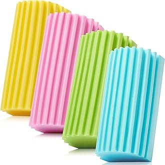 4 Pack Damp Dusting Sponge Duster, Dust Cleaning Sponge, Reusable Household Cleaning Sponge Tool for Blinds, floorboards, Fan Blades, Vents, Glass, Railings, Mirrors(Pink,Green,Yellow,Blue)
