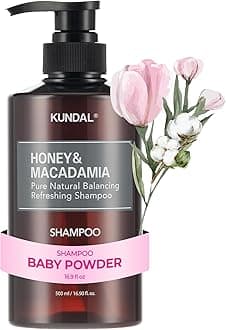 Honey & Macadamia Natural Shampoo Korean Hair Care Shampoo Damage Repair Strengthen, Nourish, with Honey, Argan Oil, Macadamia Oil, Free Paraben & Sulfate 16.9 fl oz (Baby Powder)