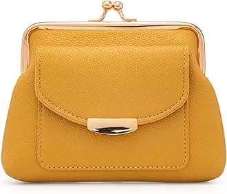 Coin Purse With Credit Card Slot, Kiss Lock Coin Purse for Women, Large Capacity Coin Pouch, Change Purse Cute Car Coin Holder for Women (2-Yellow)