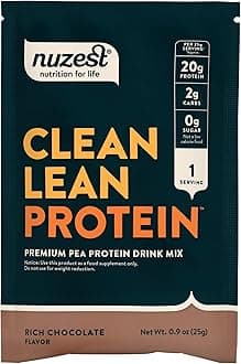 Pea Protein Powder - Clean Lean Protein, Premium Vegan Plant Based Protein Powder, Dairy Free, Gluten Free, GMO Free, Naturally Sweetened Protein Shake, Rich Chocolate, 1 Serving, 0.9 oz