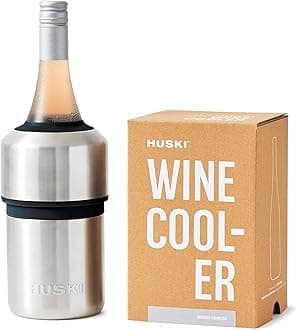 Huski Wine Cooler | Premium Iceless Wine Chiller | Keeps Wine Cold up to 6 Hours | Award Winning Design | New Wine Accessory | Fits Some Champagne Bottles | Perfect Gift for Wine Lovers (Stainless)