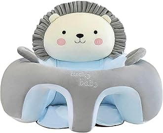 MONAMORE Baby Sofa Chair – Cute Lion Design | Infant Support Seat (55cm x 40cm x 30cm) | Pillow Protector Sitting Sofa Plush Cushion Seat for Babies & Toddlers (3 to 24 Months)