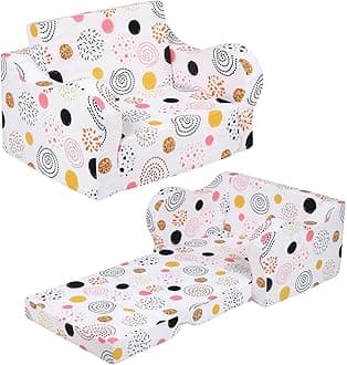 MOMCAYWEX Firework Kids Sofa, 2-in-1 Kids Couch Fold Out, Convertible Sofa to Bed for Girls and Boys