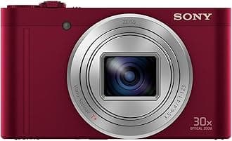 Sony DSCWX500R.CEH Digital Compact High Zoom Travel Camera with 180 Degrees Tiltable LCD Screen (18.2 MP, 30 x Optical Zoom, Wi-Fi, NFC) - Red