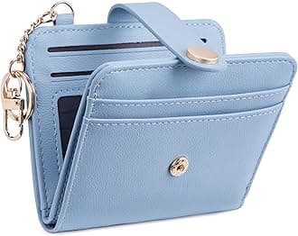 Slim Wallet for Women,RFID Blocking Bifold Credit Card Holder with Zipper Coin Pocket,ID Window,Keychain