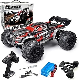 idedraw RC Cars 1:16 Scale Remote Control Car 50 KMH High Speed Fast 4WD RC Truck for Kids Adults Boys 2.4 GHz All Terrains RC Buggy Off-Road Drift RC Monster Trucks with 2 Batteries (Red)