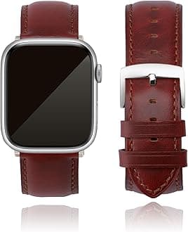 Leather Watch Straps Compatible with Apple Watch 49mm 46mm 45mm 44mm 42mm 41mm 40mm 38mm, Top Grain Genuine Leather Replacement Straps for iWatch Series 10 9 8 7 6 5 4 3 2 1 SE2/1 Ultra2/1