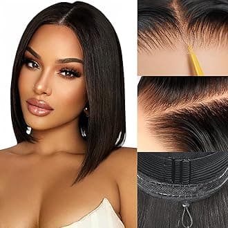 ZHENGON Bob Glueless Wigs Human Hair Pre Plucked Pre Cut 6x4 HD Transparent Lace Front Wigs Human Hair 150% Density Wear and Go Short Straight Wigs for Black Women No Glue Lace Closure Wigs 10 Inch