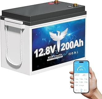 12V 200Ah LiFePO4 Lithium Battery with 2560Wh Energy, Built-in 200A BMS, Max 2560Wh Load Power, 10 Years Lifetime Up to 15000 Cycles, Perfect for RV Camping Solar Energy Storage Marine Trolling Motor