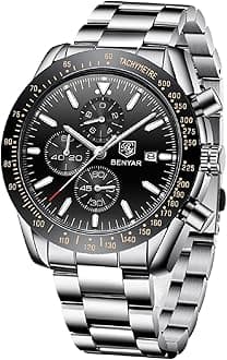 Watch for Men Analog Quartz Chronograph Waterproof Luminous Designer Mens Wrist Watches Business Work Sport Casual Dress Watch with Silicone Strap Elegant Gifts for Men