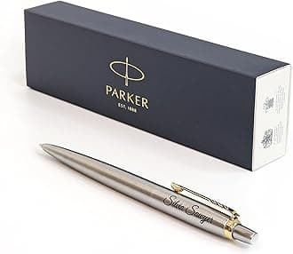 Personalized Custom Parker Jotter SS Pen + Gift Box | Design A Truly Unique Present | Laser Engraved (Black Ink)
