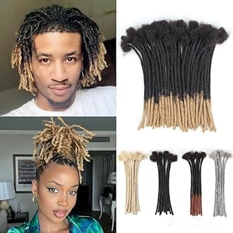 8 Inch 40 Strands Loc Extensions Human Hair, 0.6cm Pencle Size Dreadlock Extensions Human Hair for Women Men Full Handmade Permanent Dreads Locs(1B/27)