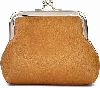 Coin Purse, Kiss Lock Coin Purse for Women, Large Capacity Coin Pouch,Vintage Change Purse Cute Car Coin Holder for Women (1-Brown)