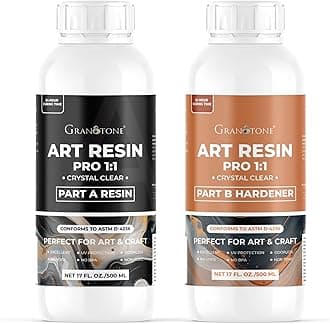 GRANOTONE Crystal Clear 1:1 Epoxy UV Resin and Hardener 1 Litre Liquid Art Kit Long Lasting Smooth Finish Non Toxic Easy to Use with Self Leveling Suitable for Jewellery and Keychain Making