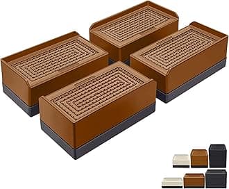Furniture Risers 1.5 inch, Rectangle Adjustable Risers Blocks for Bed Sofa Table and Couch Lifting，Heavy Duty Support Up to 1,300 Lbs (4 Pack-Brown)