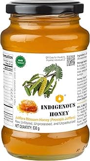 INDIGENOUS HONEY Juliflora Babool Kikar Honey Raw Organic Natural Pure Unprocessed NMR Tested Unpasteurized Unheated 530g Glass Jar Pack of 1