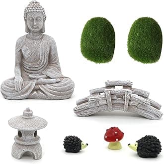 Meditation Buddha Zen Garden Accessories - Miniature Buddha Garden Decoration Micro Landscape Fairy Garden Terrarium Decor DIY Tabletop Rock Sand Garden Ornaments Zen Gifts Zen Decor Indoor Outdoor
