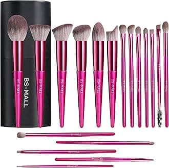 - Makeup Brush Set 18 Pcs Premium Synthetic Foundation Powder Concealers Eye shadows Blush Makeup Brushes with black case (HOT PINK)