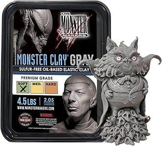 Monster Clay Premium Grade Modeling Clay (Gray - Soft - 4.5lb)