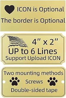 Custom Engraved Metal Name Plate,Personalized Name Plaque,Thickened Brushed Metal Custom Laser Engraving Plaques with Adhesive or Hole(with screws) 4“ x 2” (Gold, X-Large)