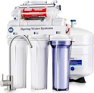 RCC7AK-UV 7 Stage Under Sink Reverse Osmosis Drinking Water Filtration System with Alkaline Remineralization Filter and UV Sterilizer, 75 GPD