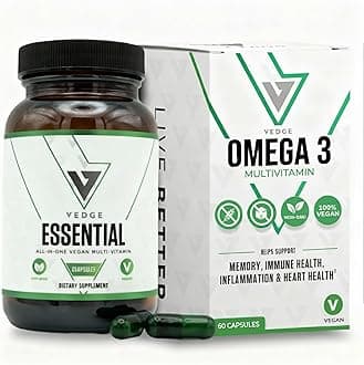 VEDGE Vegan Omega 3 Multivitamin for Women and Men – Plant-Based Algal EPA & DHA + Vitamin B12, Vitamin D, K2, Magnesium, Zinc & Selenium – 30-Day Supply – Non-GMO, Gluten Free, Made in USA