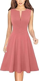 VFSHOW Womens Elegant Front Zipper Slim Work Business Office Party Cocktail Skater A-Line Dress