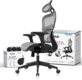 Ergo3dL Home Office Desk Computer Chairs Ergonomic Office Chair High-Back Mesh Rolling Work Chairs with Wheels and Adjustable Headrests Comfortable Lumbar Support Adjustable Armrests,Gray