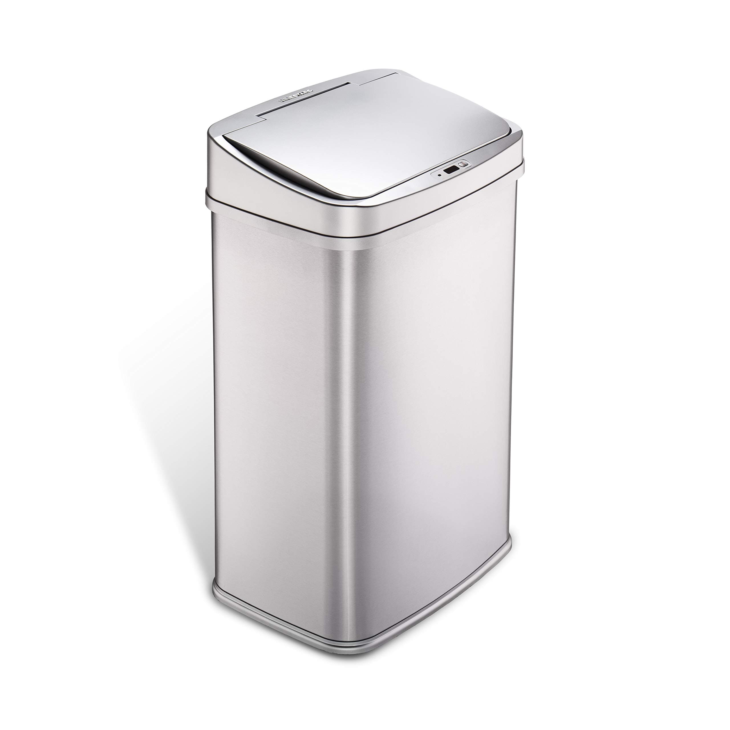 Ninestars Automatic Touchless Motion Sensor Rectangular Trash Can 13.2 Gallons, 50L, Silver, 13 Gal. 50 L, Silver Trim