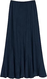 Urban CoCo Women's Faux Suede Elastic Waist Midi Long Skirt A Line Women Flowy Fall Winter Skirts