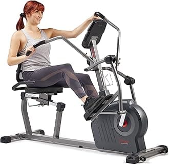 Elite Recumbent Cross Trainer & Elliptical Machine with Arm Exercisers for Home Arm/Leg Training, Easy Adjust Seat & Mesh Backrest, Free SunnyFit App Bluetooth Connectivity