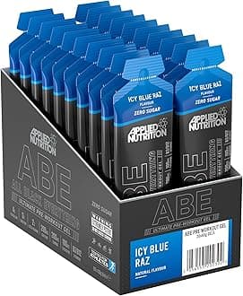 Applied Nutrition ABE Pre Workout Gel - All Black Everything Pre Workout Gel, Energy & Physical Performance with Citrulline, Creatine, Beta Alanine (20 x 60ml Gels) (ICY Blue Raz)