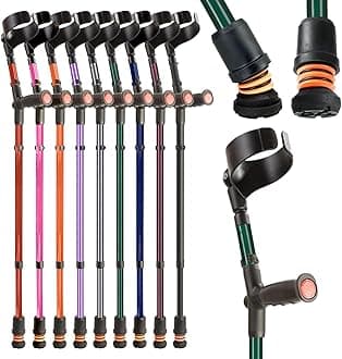 Flexyfoot Shock Absorbing Soft Grip Double Adjustable Crutch - Single - British Racing Green - Improve Safety, Improve Grip, Reduce Shocks & Jarring