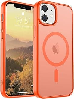 SUPFINE Magnetic for iPhone 12 Mini Case & iPhone 13 Mini Case (Compatible with MagSafe) (Military Grade Drop Protection) Slim Translucent Matte Shockproof Phone Cover,Orange